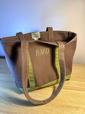 VINTAGE LL Bean Boat and Tote Brown and Green Colorway